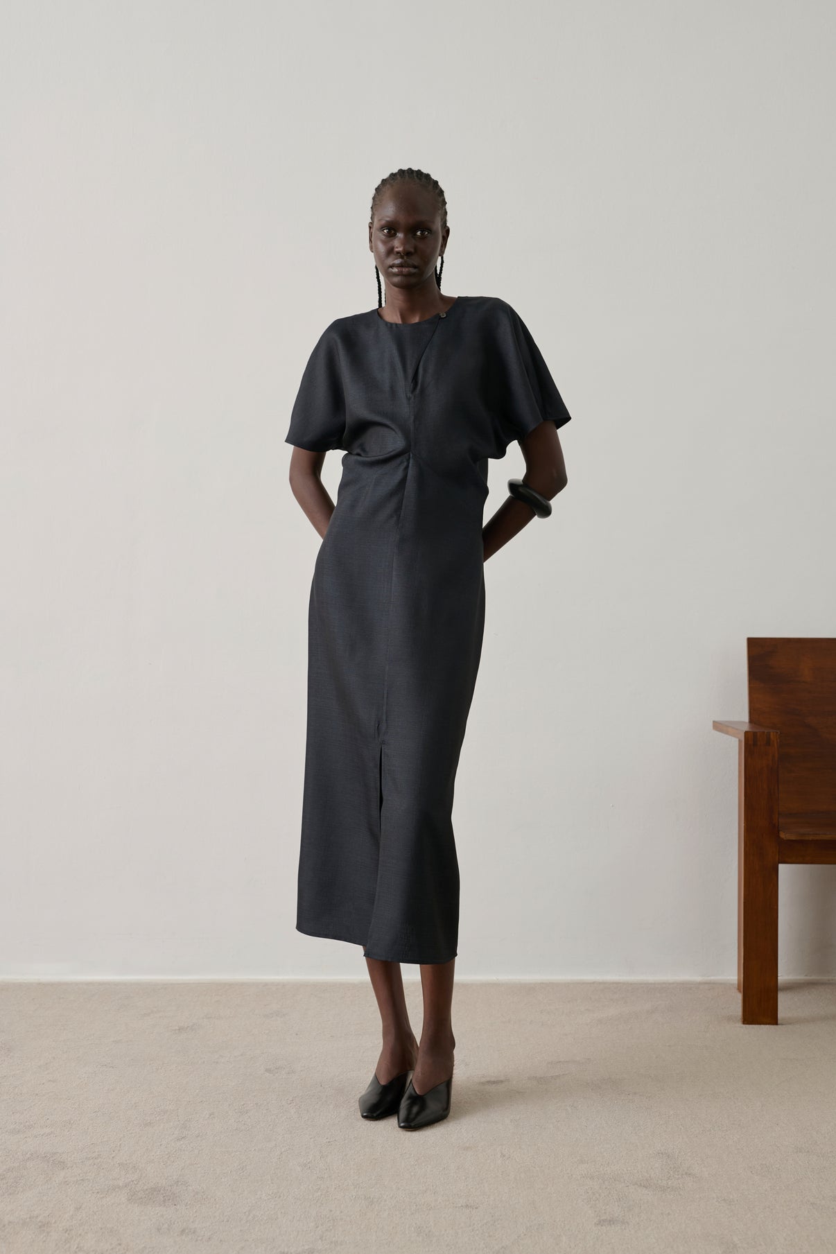 Robe Ella - Noir - Soie - Femme vue 1