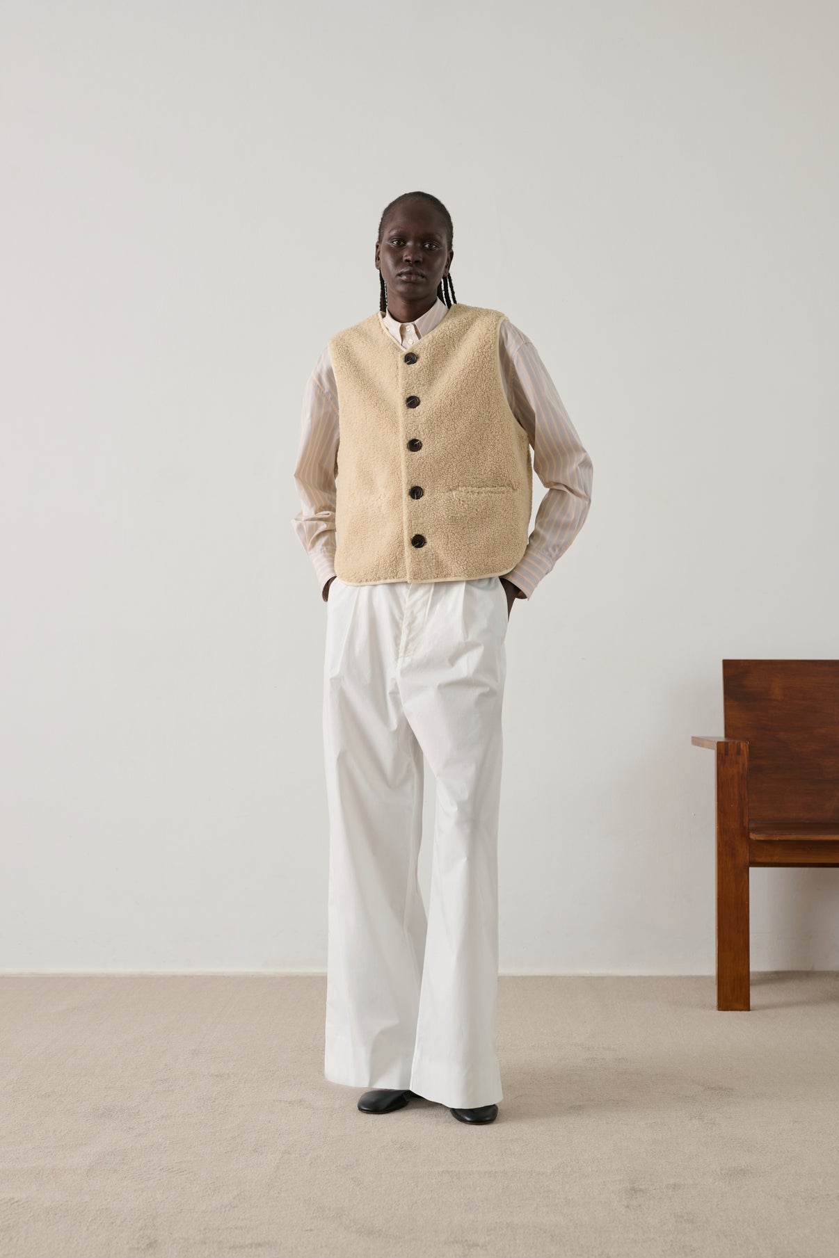 Gilet Sans Manches Fusil - Ecru - Femme vue 4